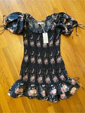 Loveshackfancy Violet mini dress in black coffee